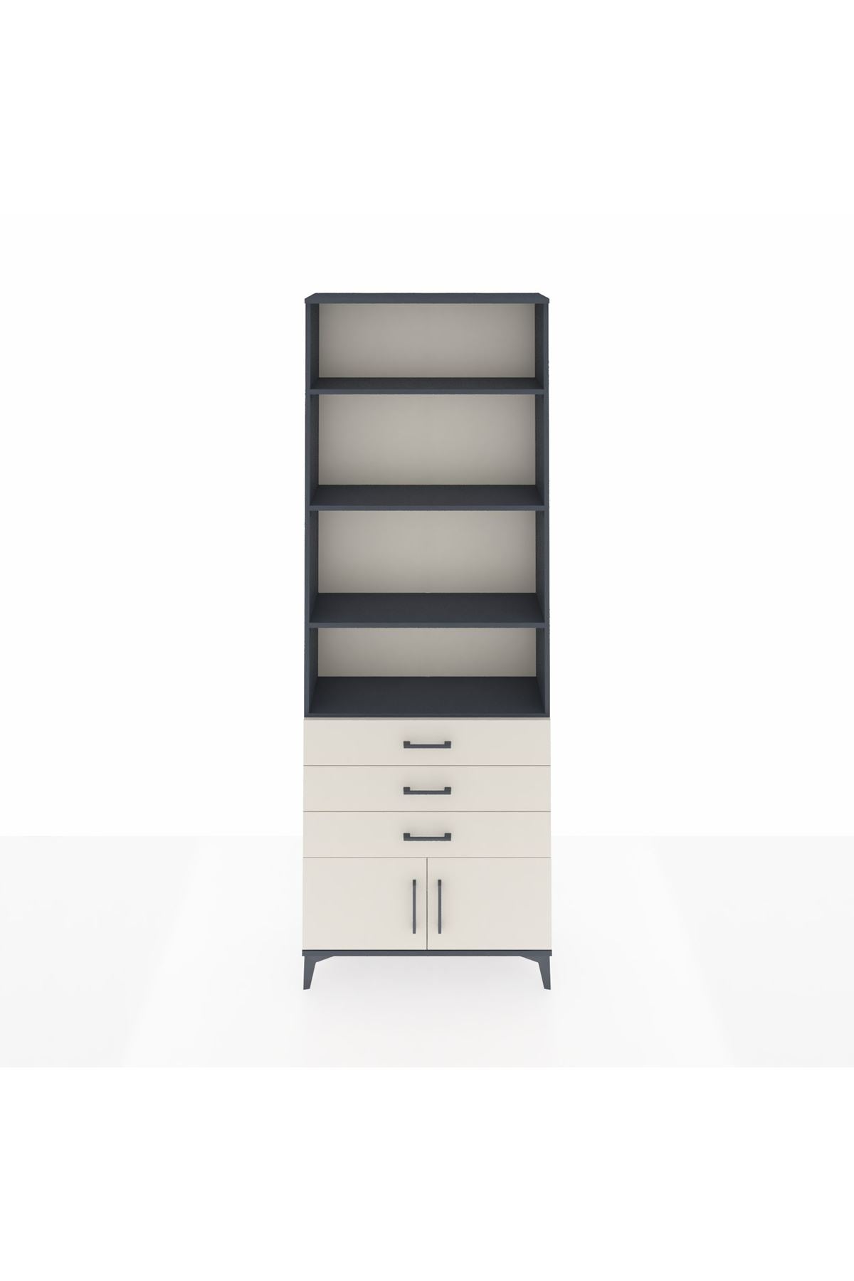 Arges Dolap 4 Raflı 3 Çekmeceli 2 Kapaklı 88x30x243 Antrasit-Aytaşı