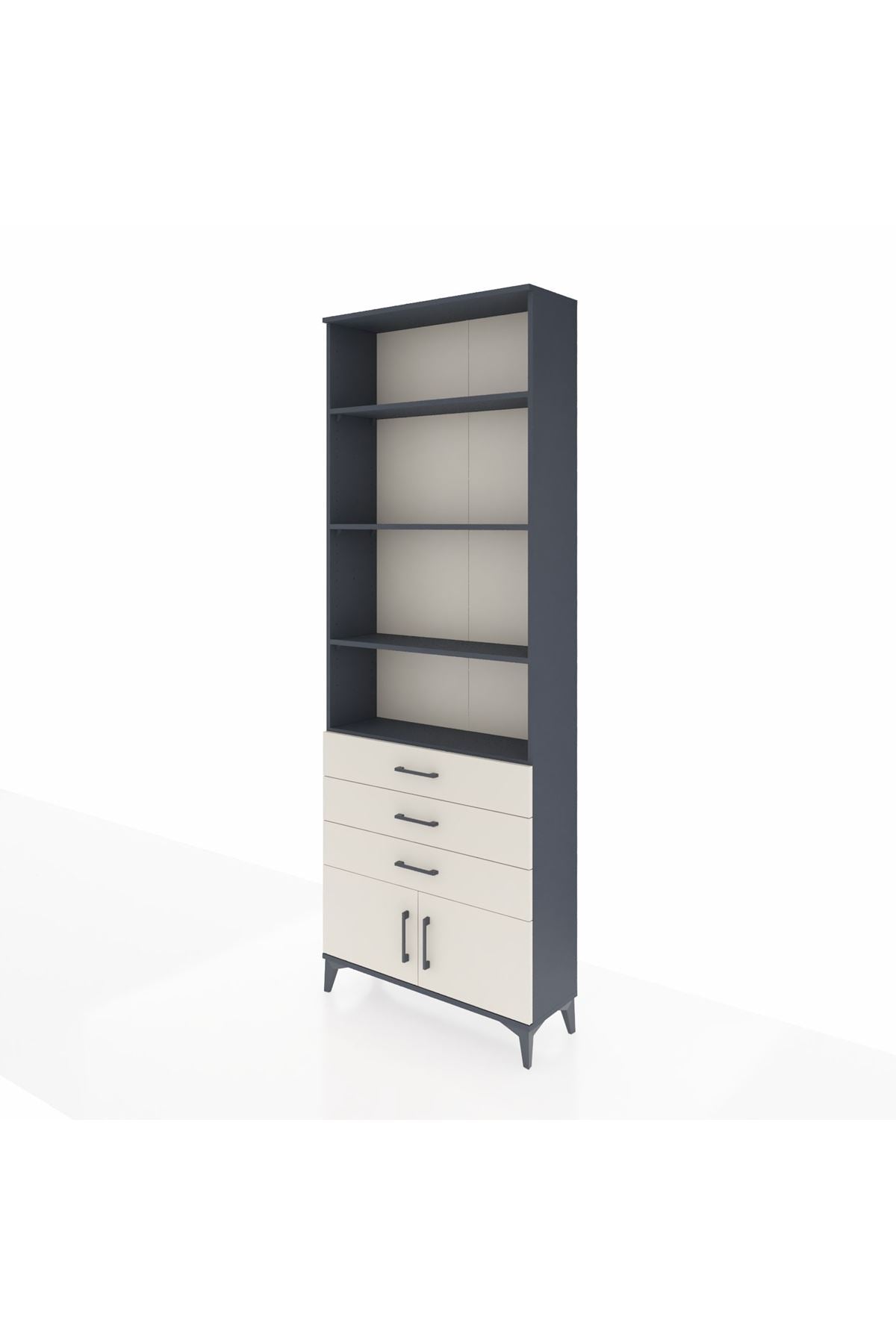 Arges Dolap 4 Raflı 3 Çekmeceli 2 Kapaklı 88x30x243 Antrasit-Aytaşı