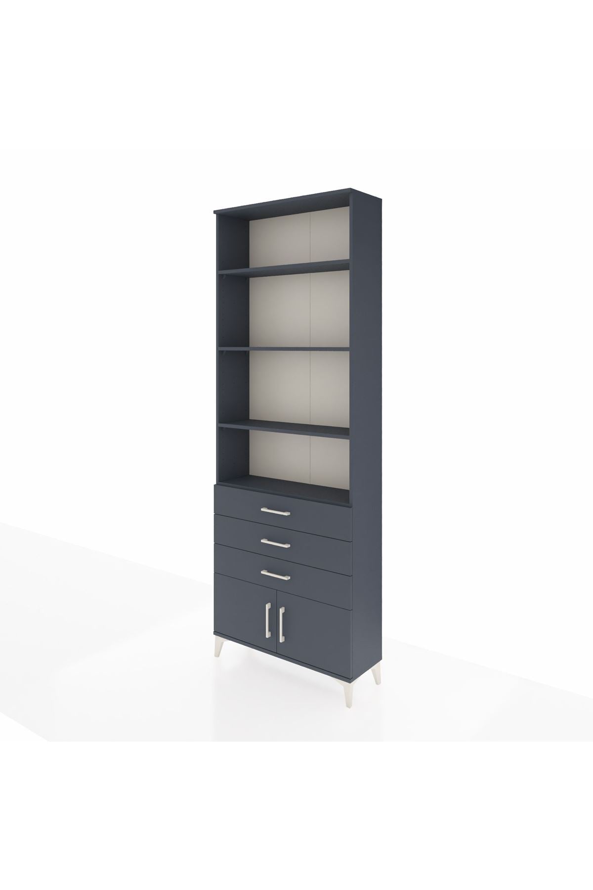 Arges Dolap 4 Raflı 3 Çekmeceli 2 Kapaklı 88x30x243 Antrasit-Antrasit