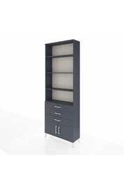 Arges Dolap 4 Raflı 3 Çekmeceli 2 Kapaklı 88x30x243 Antrasit-Antrasit