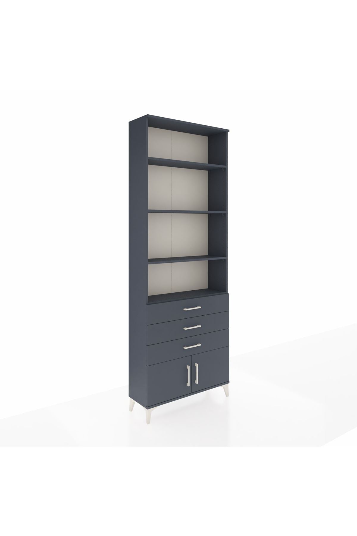 Arges Dolap 4 Raflı 3 Çekmeceli 2 Kapaklı 88x30x243 Antrasit-Antrasit