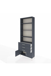 Arges Dolap 4 Raflı 3 Çekmeceli 2 Kapaklı 88x30x243 Antrasit-Antrasit