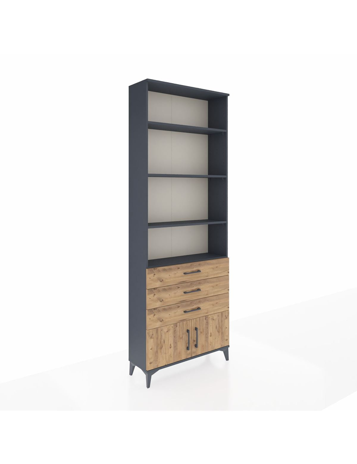 Arges Dolap 4 Raflı 3 Çekmeceli 2 Kapaklı 88x30x243 Antrasit-Çam