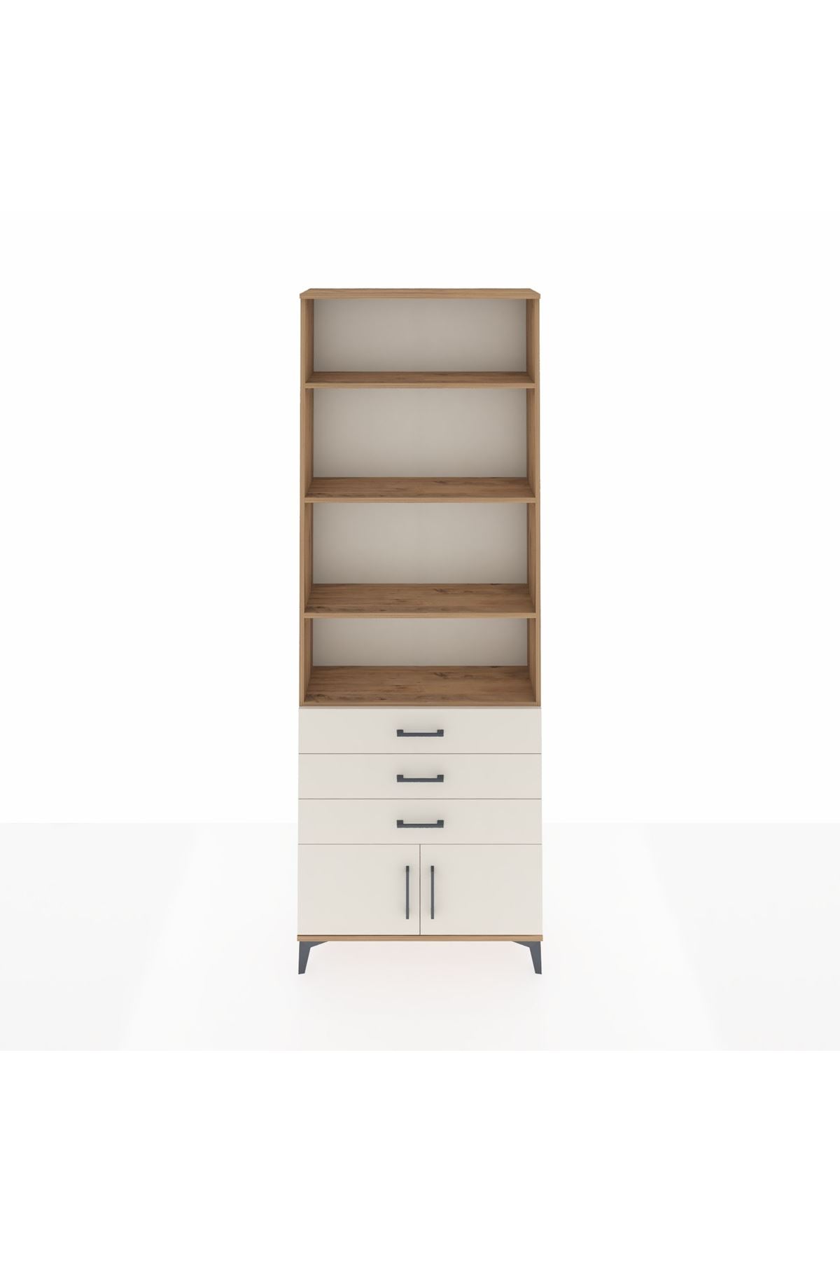 Arges Dolap 4 Raflı 3 Çekmeceli 2 Kapaklı 88x30x243 Çam-Aytaşı