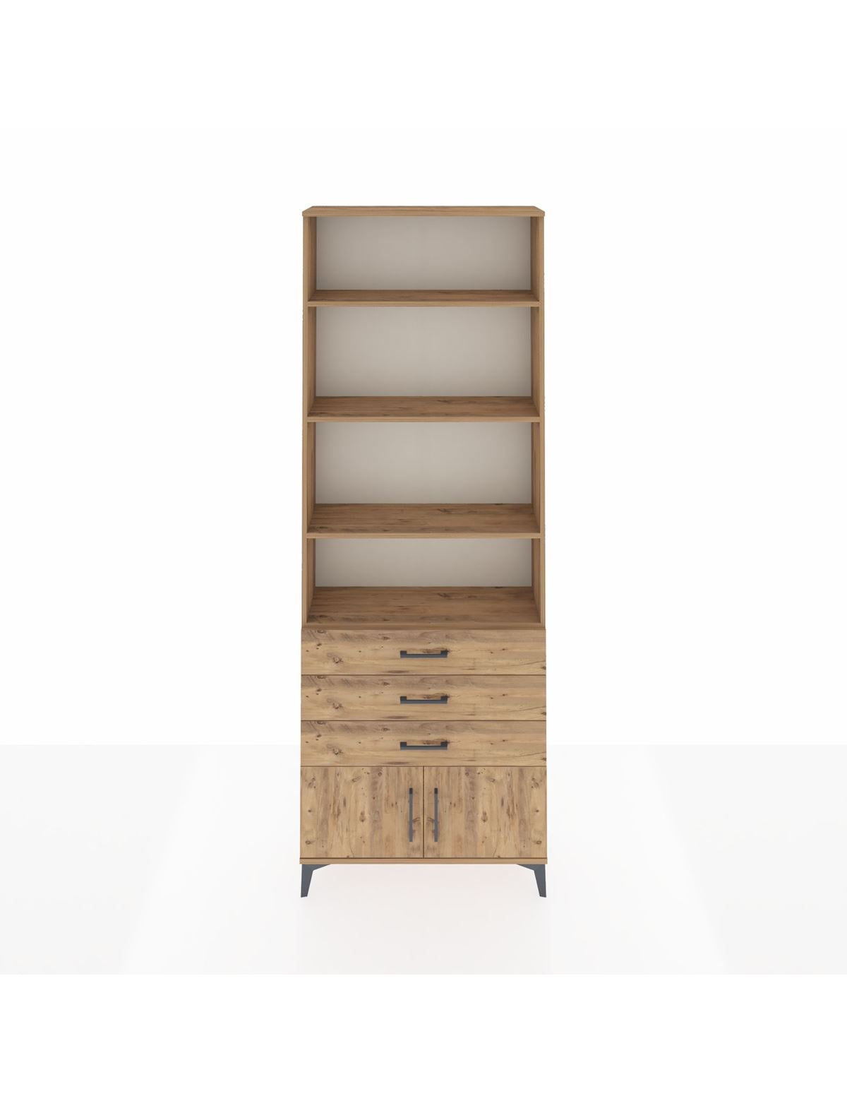 Arges Dolap 4 Raflı 3 Çekmeceli 2 Kapaklı 88x30x243 Çam-Çam