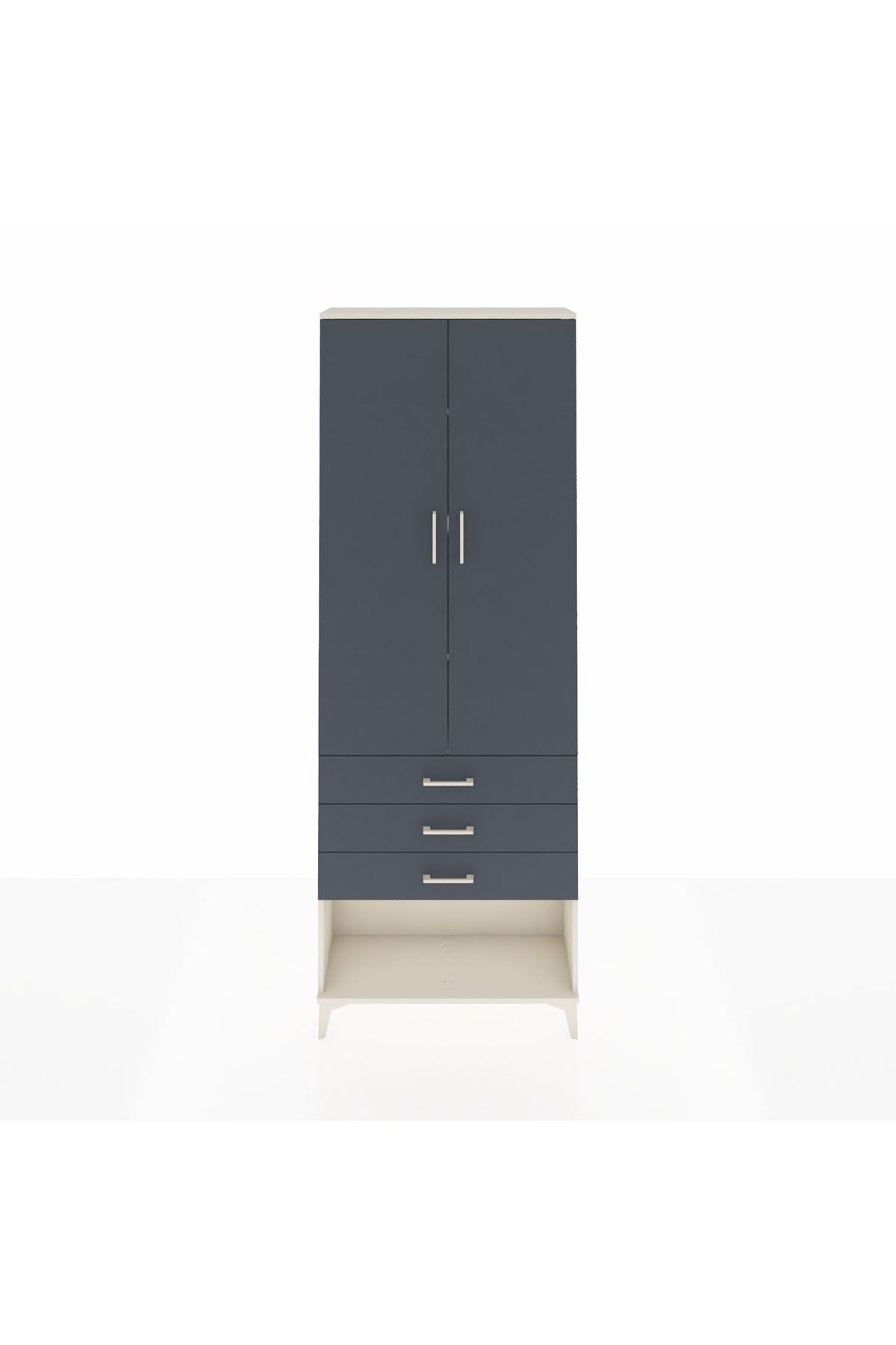 Arges Dolap 4 Raflı 3 Çekmeceli 2 Kapaklı 88x30x243 Aytaşı-Antrasit