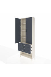 Arges Dolap 4 Raflı 3 Çekmeceli 2 Kapaklı 88x30x243 Aytaşı-Antrasit