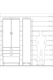 Arges Dolap 4 Raflı 3 Çekmeceli 2 Kapaklı 88x30x243 Aytaşı-Antrasit