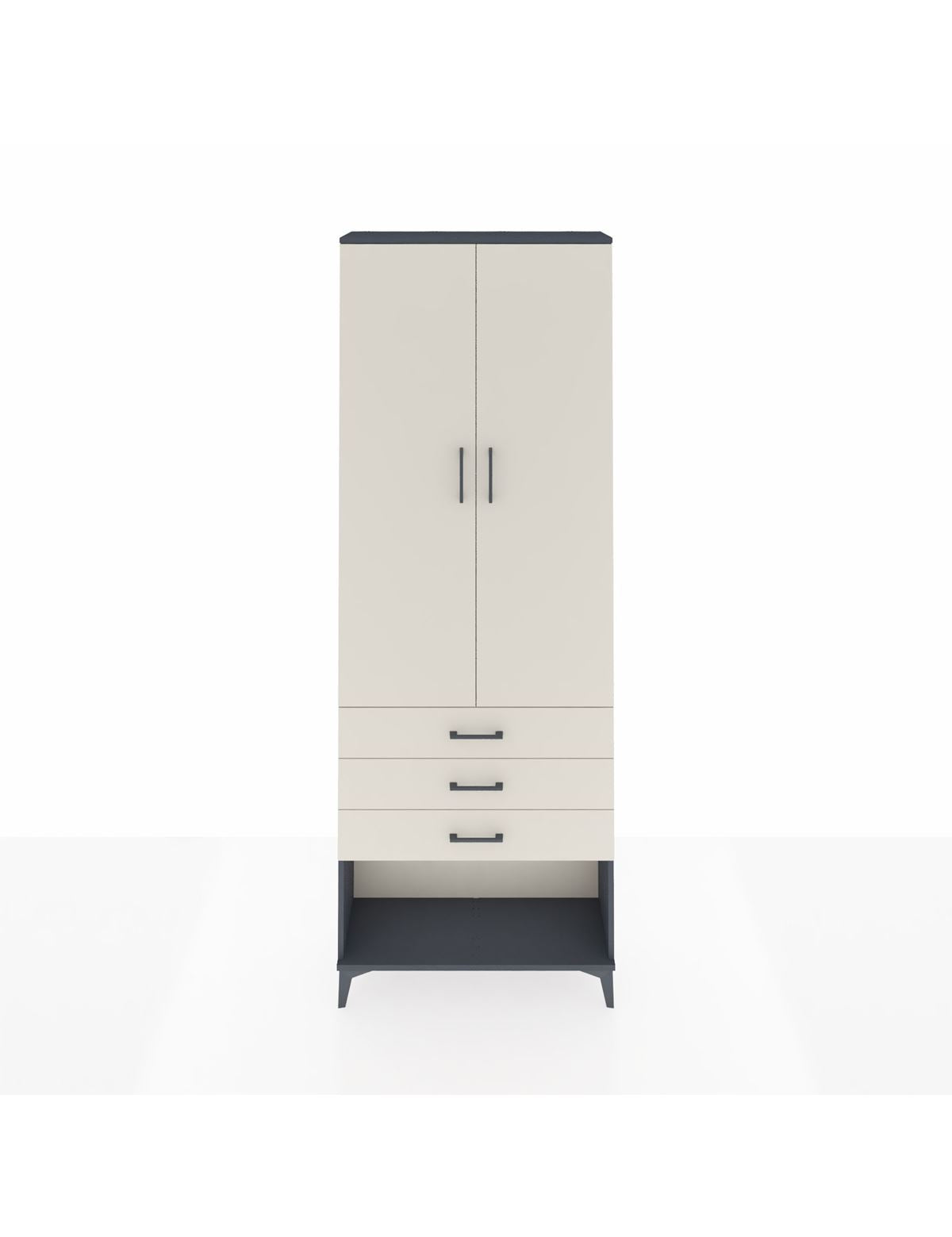 Arges Dolap 4 Raflı 3 Çekmeceli 2 Kapaklı 88x30x243 Antrasit-Aytaşı