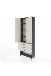 Arges Dolap 4 Raflı 3 Çekmeceli 2 Kapaklı 88x30x243 Antrasit-Aytaşı