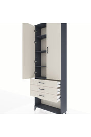 Arges Dolap 4 Raflı 3 Çekmeceli 2 Kapaklı 88x30x243 Antrasit-Aytaşı