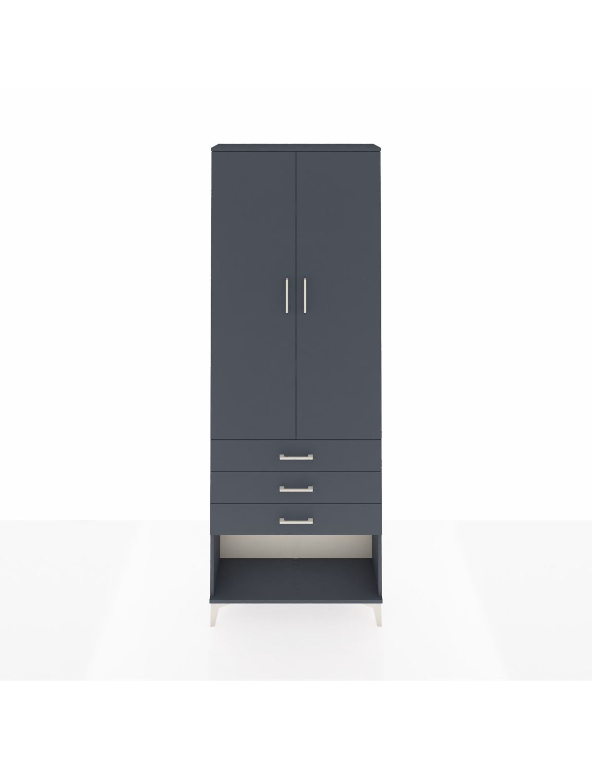 Arges Dolap 4 Raflı 3 Çekmeceli 2 Kapaklı 88x30x243 Antrasit-Antrasit