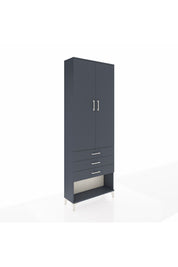 Arges Dolap 4 Raflı 3 Çekmeceli 2 Kapaklı 88x30x243 Antrasit-Antrasit