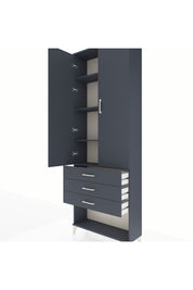 Arges Dolap 4 Raflı 3 Çekmeceli 2 Kapaklı 88x30x243 Antrasit-Antrasit