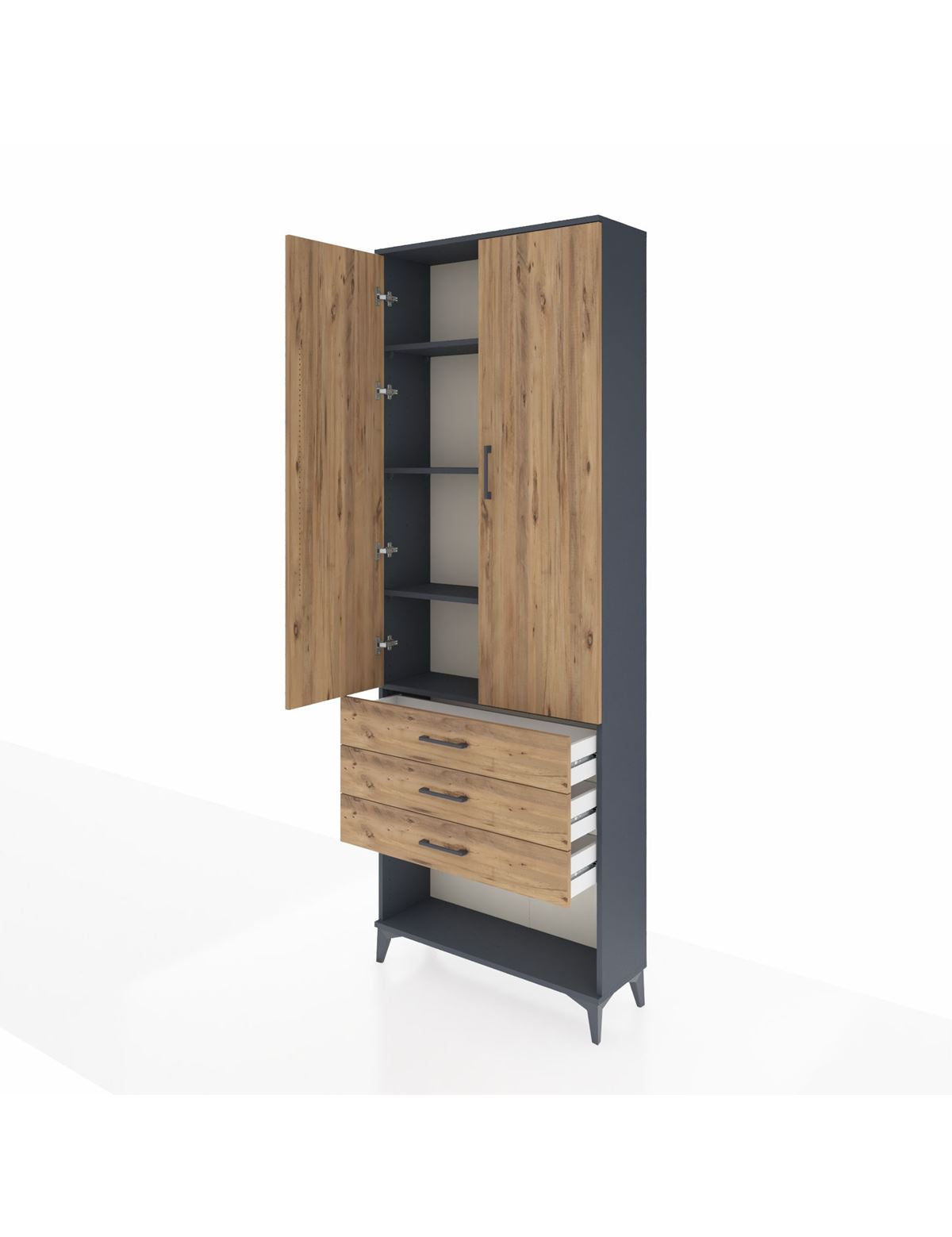 Arges Dolap 4 Raflı 3 Çekmeceli 2 Kapaklı 88x30x243 - S33M267V6A