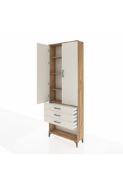 Arges Dolap 4 Raflı 3 Çekmeceli 2 Kapaklı 88x30x243 Çam-Aytaşı