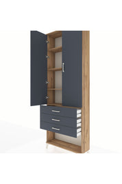 Arges Dolap 4 Raflı 3 Çekmeceli 2 Kapaklı 88x30x243 Çam-Antrasit