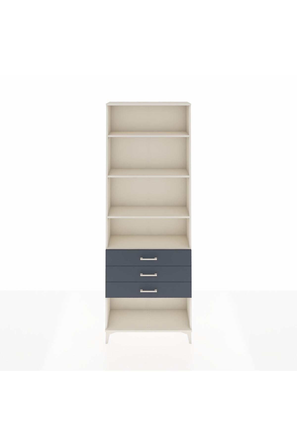 Arges Dolap 4 Raflı 3 Çekmeceli 88x30x243 Aytaşı-Antrasit