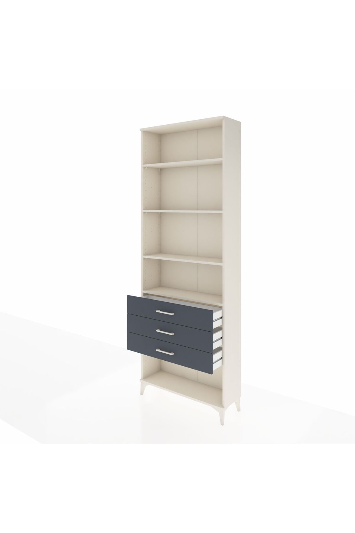 Arges Dolap 4 Raflı 3 Çekmeceli 88x30x243 Aytaşı-Antrasit