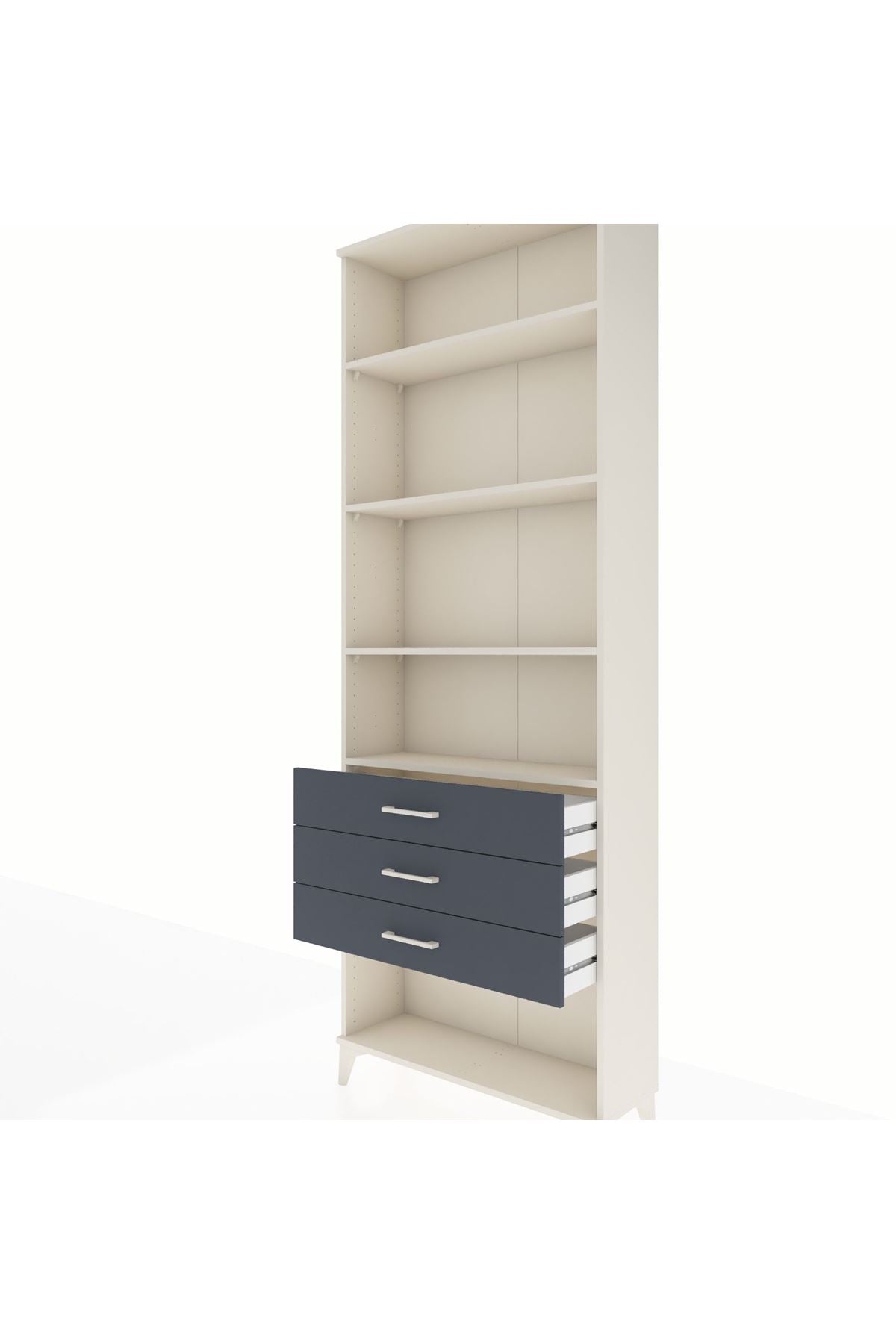 Arges Dolap 4 Raflı 3 Çekmeceli 88x30x243 Aytaşı-Antrasit