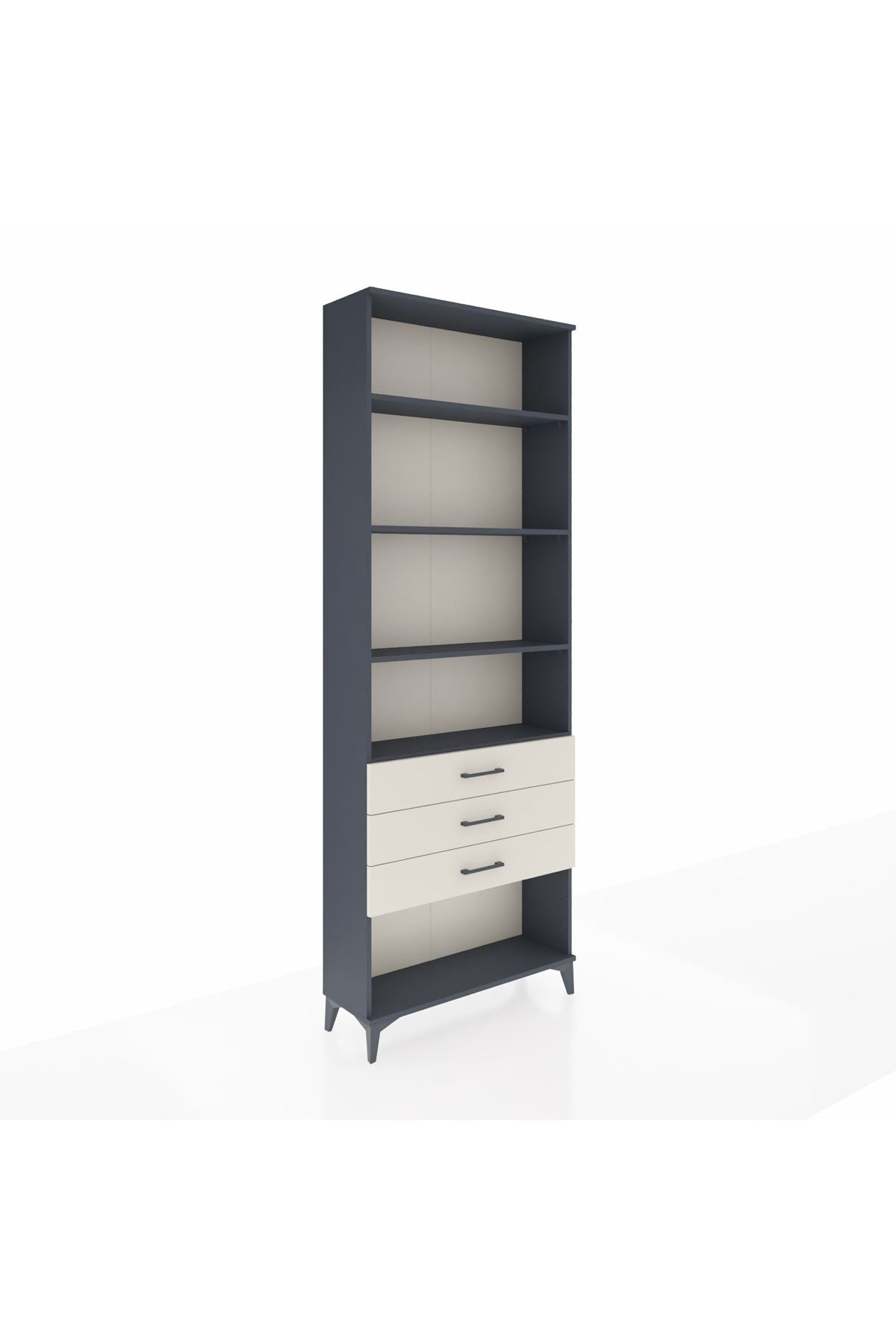 Arges Dolap 4 Raflı 3 Çekmeceli 88x30x243 Antrasit-Aytaşı