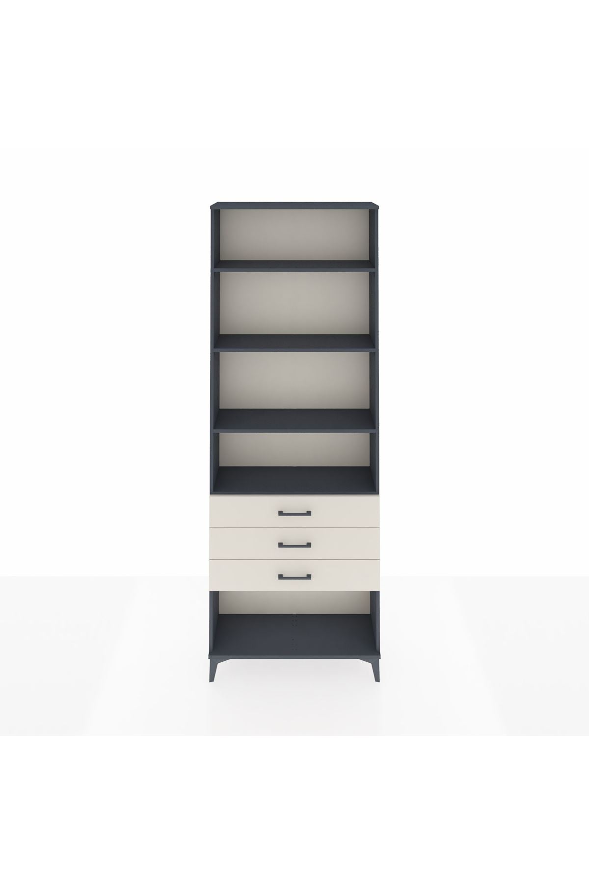 Arges Dolap 4 Raflı 3 Çekmeceli 88x30x243 Antrasit-Aytaşı
