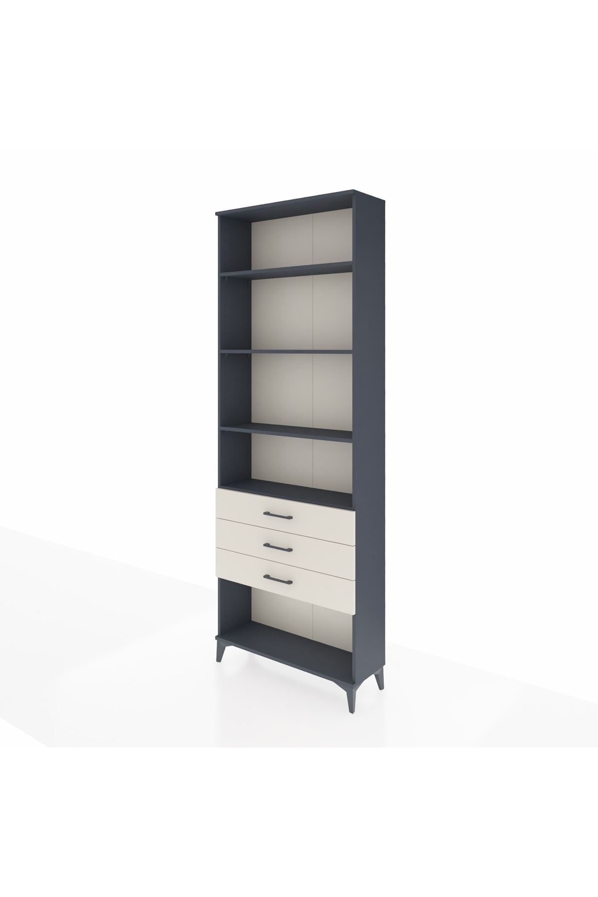 Arges Dolap 4 Raflı 3 Çekmeceli 88x30x243 Antrasit-Aytaşı