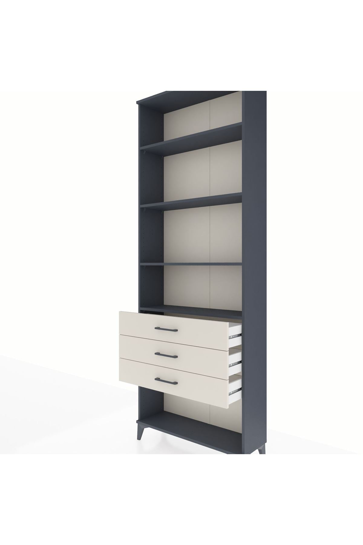 Arges Dolap 4 Raflı 3 Çekmeceli 88x30x243 Antrasit-Aytaşı