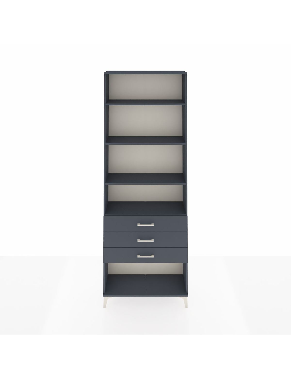 Arges Dolap 4 Raflı 3 Çekmeceli 88x30x243 Antrasit-Antrasit