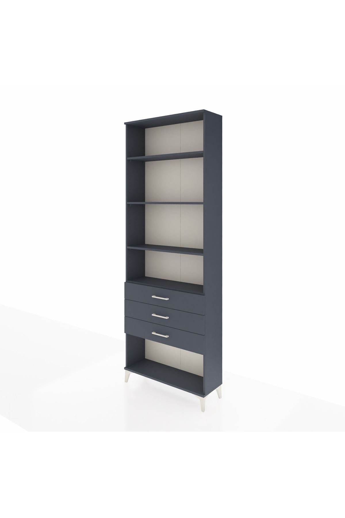 Arges Dolap 4 Raflı 3 Çekmeceli 88x30x243 Antrasit-Antrasit