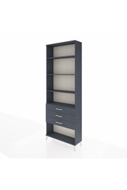 Arges Dolap 4 Raflı 3 Çekmeceli 88x30x243 Antrasit-Antrasit