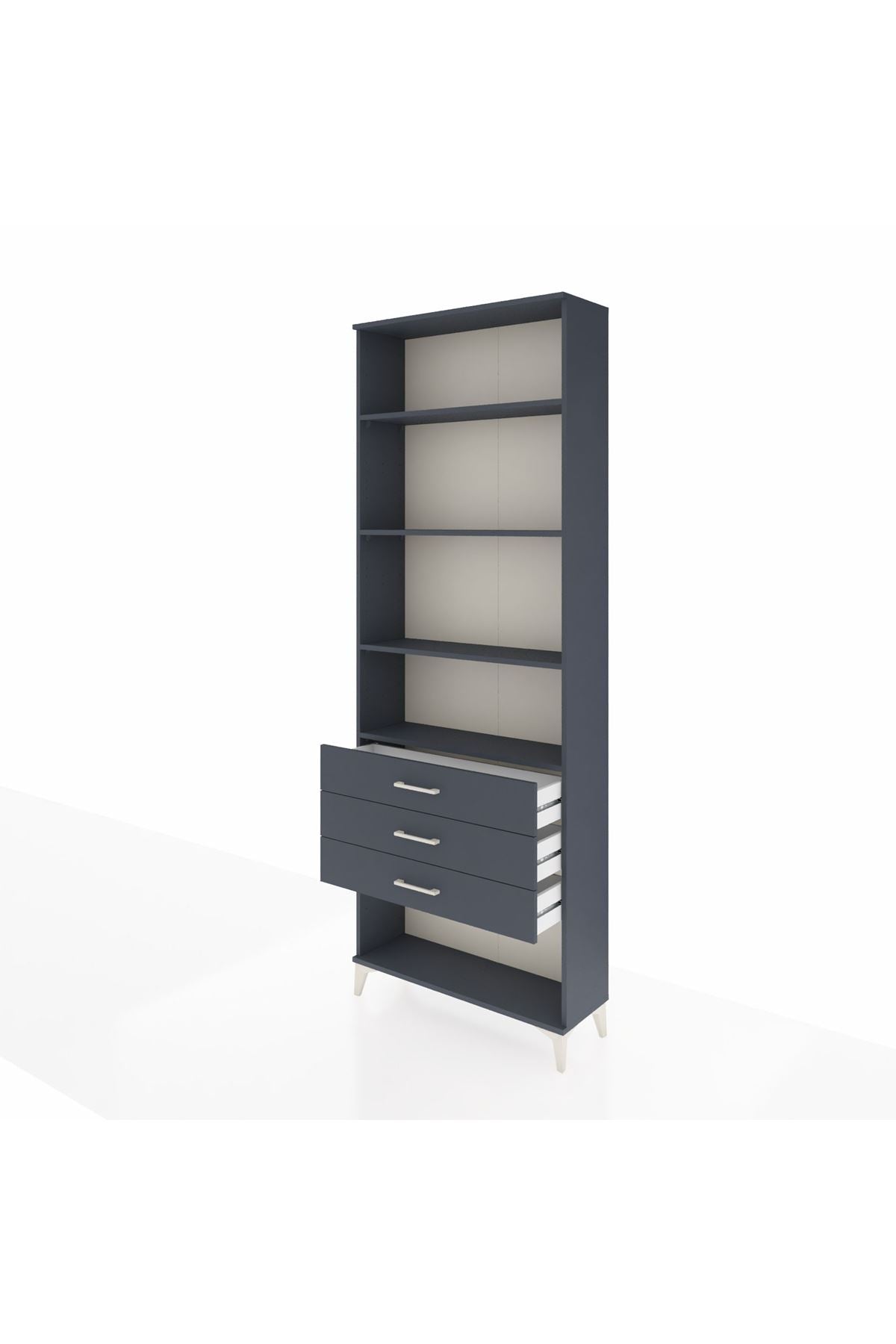 Arges Dolap 4 Raflı 3 Çekmeceli 88x30x243 Antrasit-Antrasit