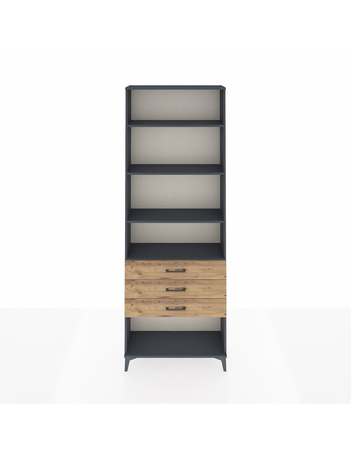 Arges Dolap 4 Raflı 3 Çekmeceli 88x30x243 Antrasit-Çam