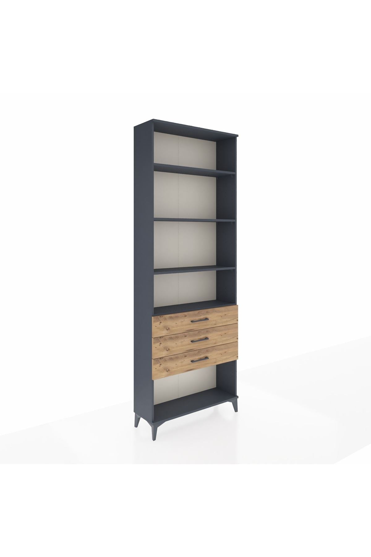 Arges Dolap 4 Raflı 3 Çekmeceli 88x30x243 Antrasit-Çam