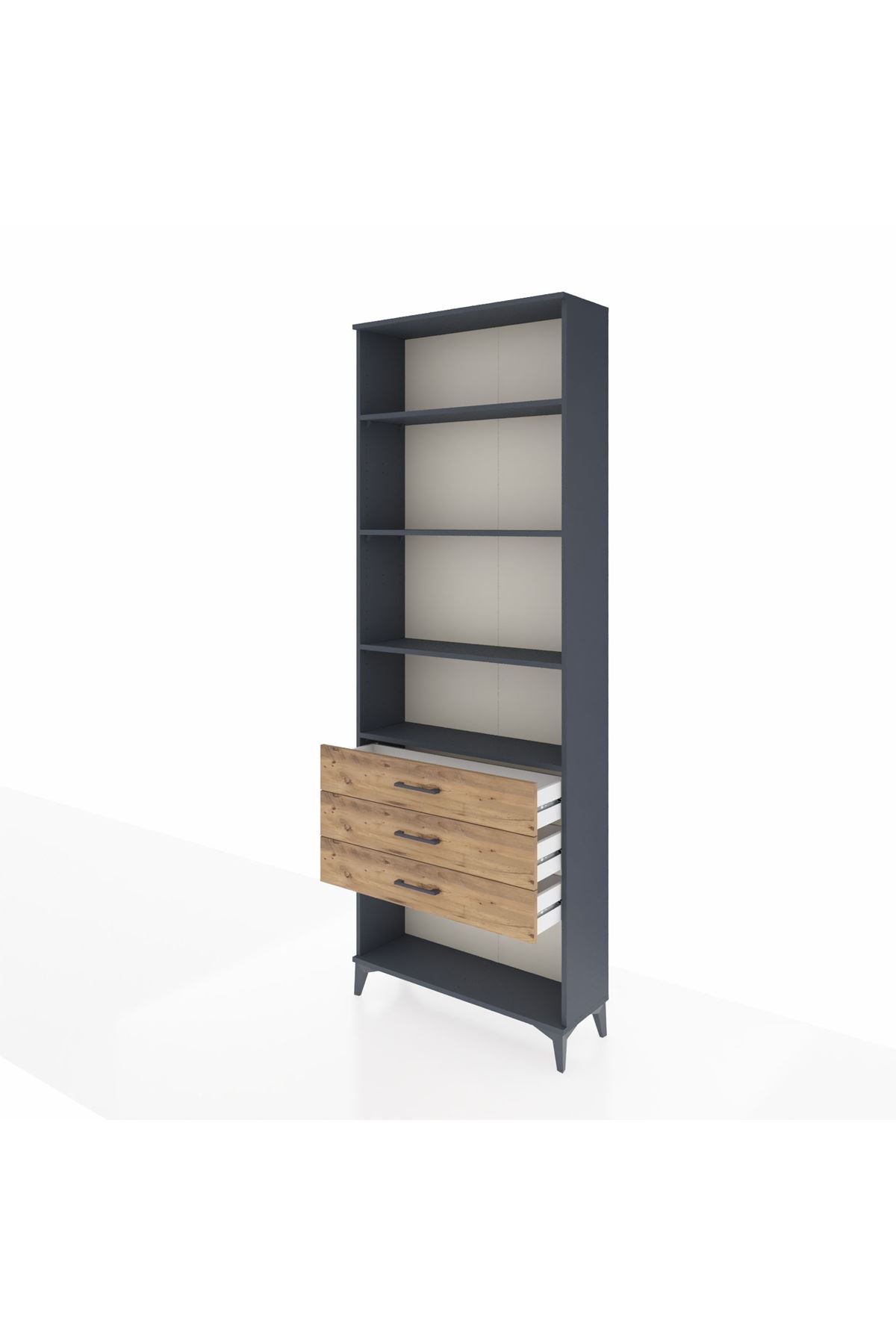 Arges Dolap 4 Raflı 3 Çekmeceli 88x30x243 Antrasit-Çam