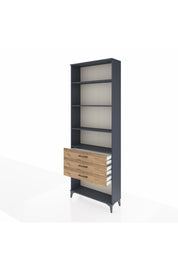 Arges Dolap 4 Raflı 3 Çekmeceli 88x30x243 Antrasit-Çam