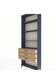 Arges Dolap 4 Raflı 3 Çekmeceli 88x30x243 Antrasit-Çam