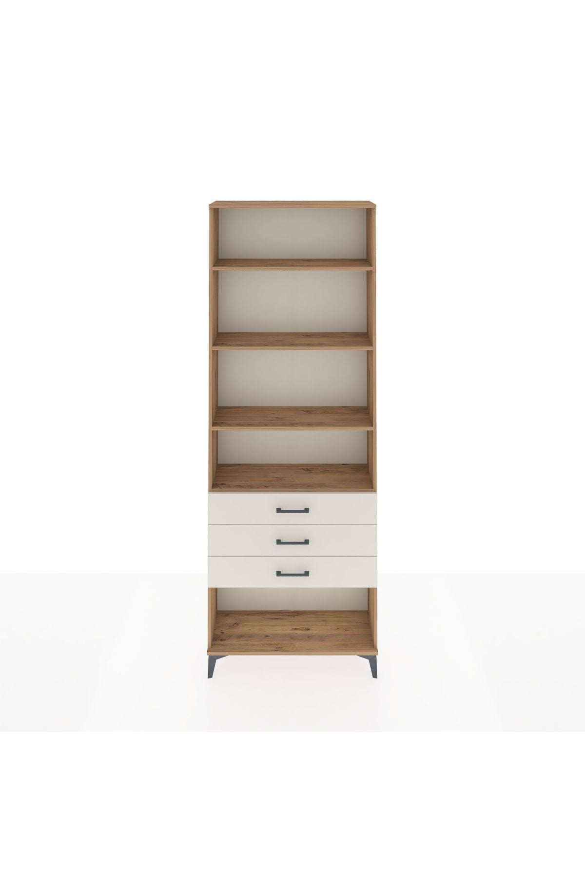 Arges Dolap 4 Raflı 3 Çekmeceli 88x30x243 Çam-Aytaşı