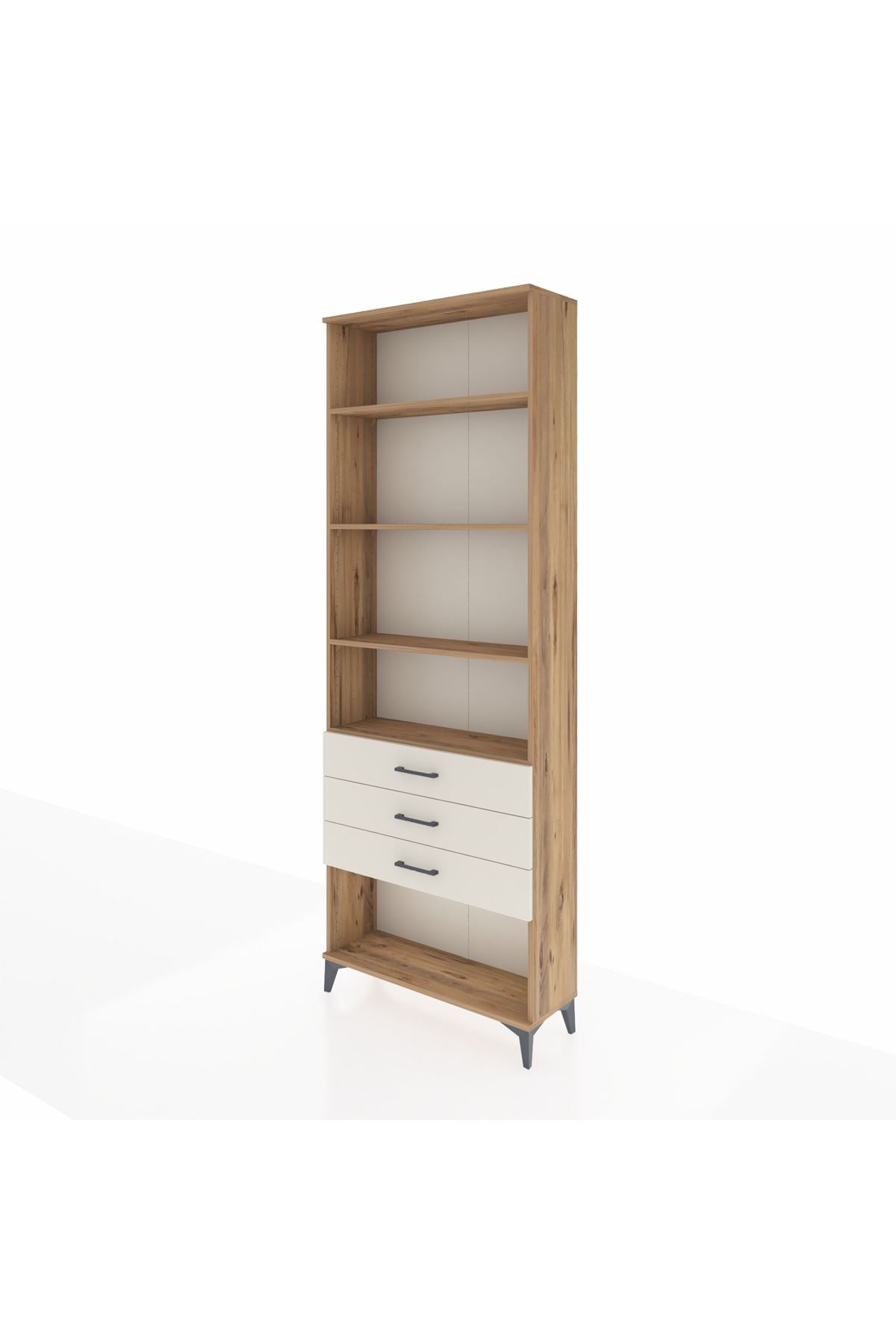 Arges Dolap 4 Raflı 3 Çekmeceli 88x30x243 Çam-Aytaşı