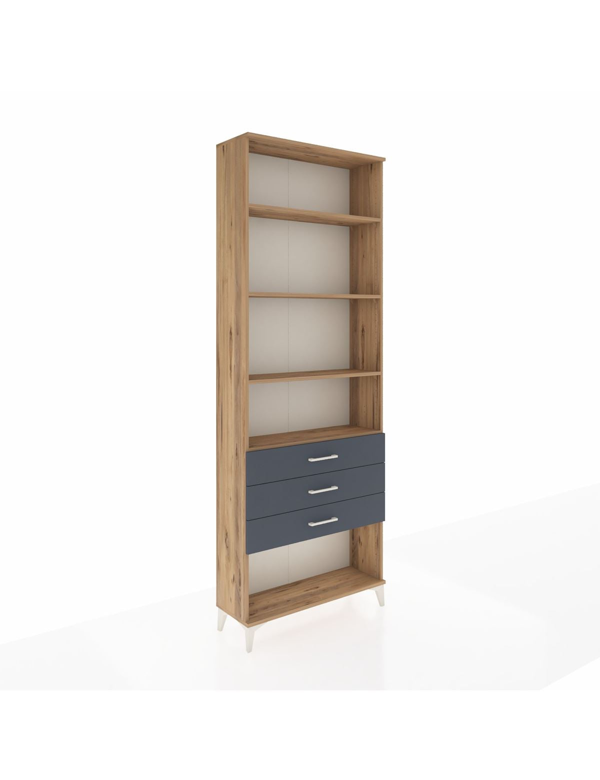 Arges Dolap 4 Raflı 3 Çekmeceli 88x30x243 Çam-Antrasit