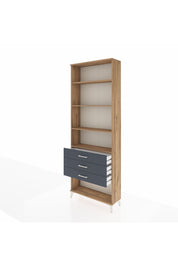 Arges Dolap 4 Raflı 3 Çekmeceli 88x30x243 Çam-Antrasit