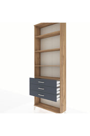 Arges Dolap 4 Raflı 3 Çekmeceli 88x30x243 Çam-Antrasit