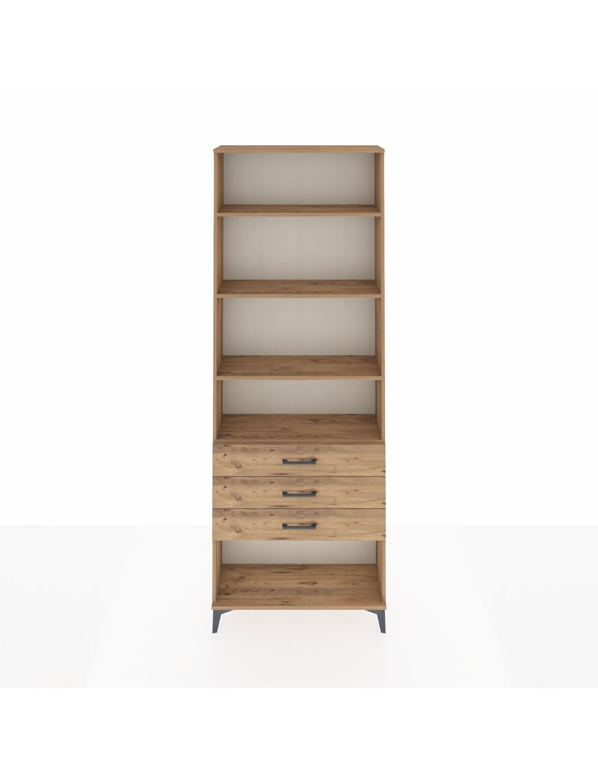 Arges Dolap 4 Raflı 3 Çekmeceli 88x30x243 Çam-Çam