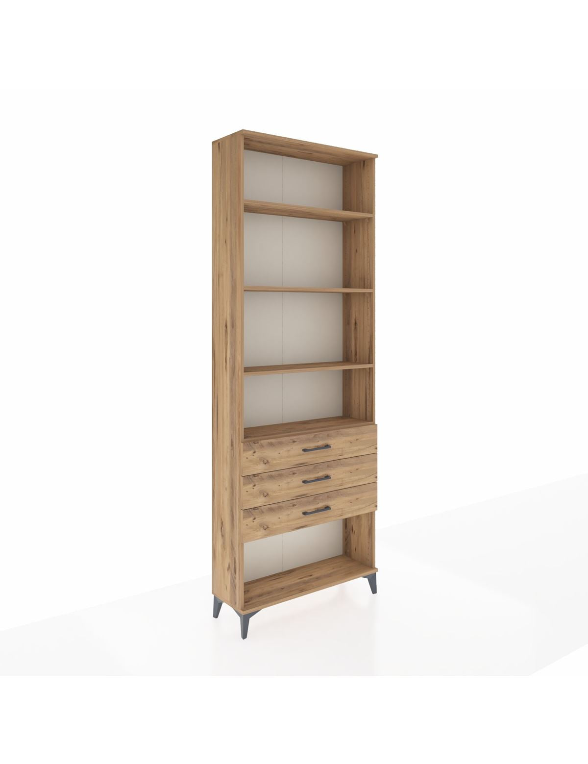 Arges Dolap 4 Raflı 3 Çekmeceli 88x30x243 Çam-Çam