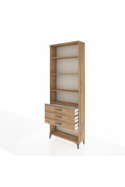 Arges Dolap 4 Raflı 3 Çekmeceli 88x30x243 Çam-Çam