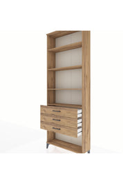 Arges Dolap 4 Raflı 3 Çekmeceli 88x30x243 Çam-Çam