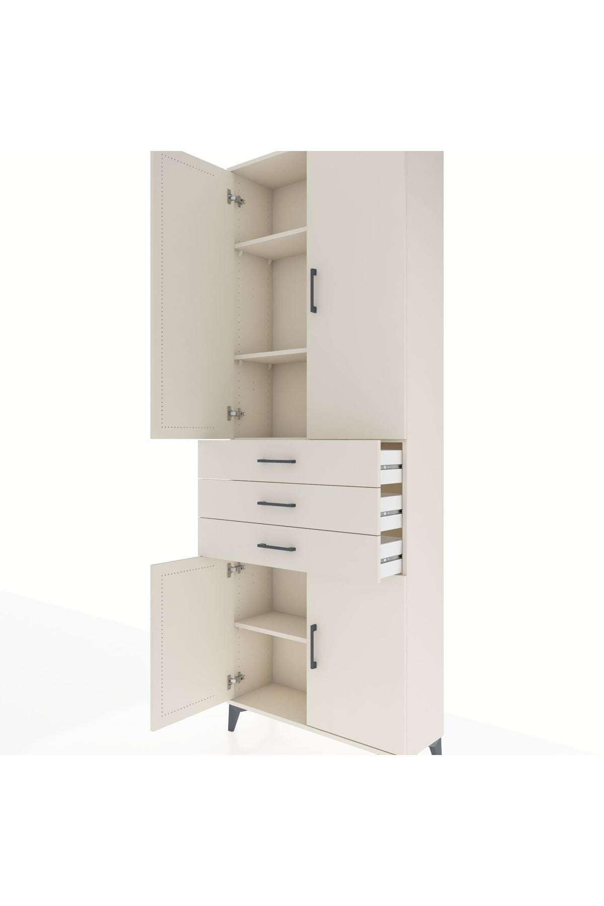 Arges Dolap 4 Raflı 3 Çekmeceli 4 Kapaklı 88x30x243 Aytaşı-Aytaşı