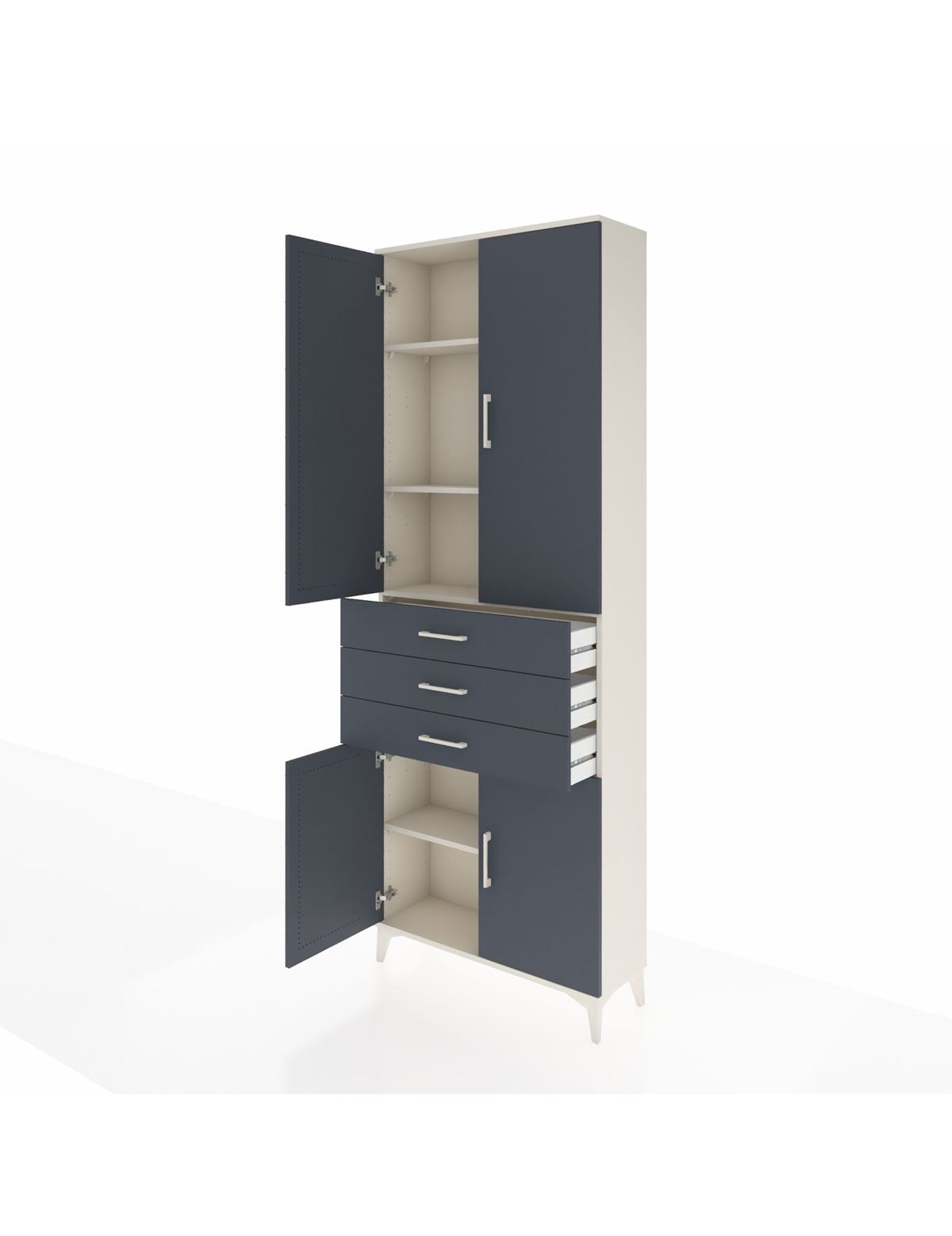 Arges Dolap 4 Raflı 3 Çekmeceli 4 Kapaklı 88x30x243 - S33M269V2A