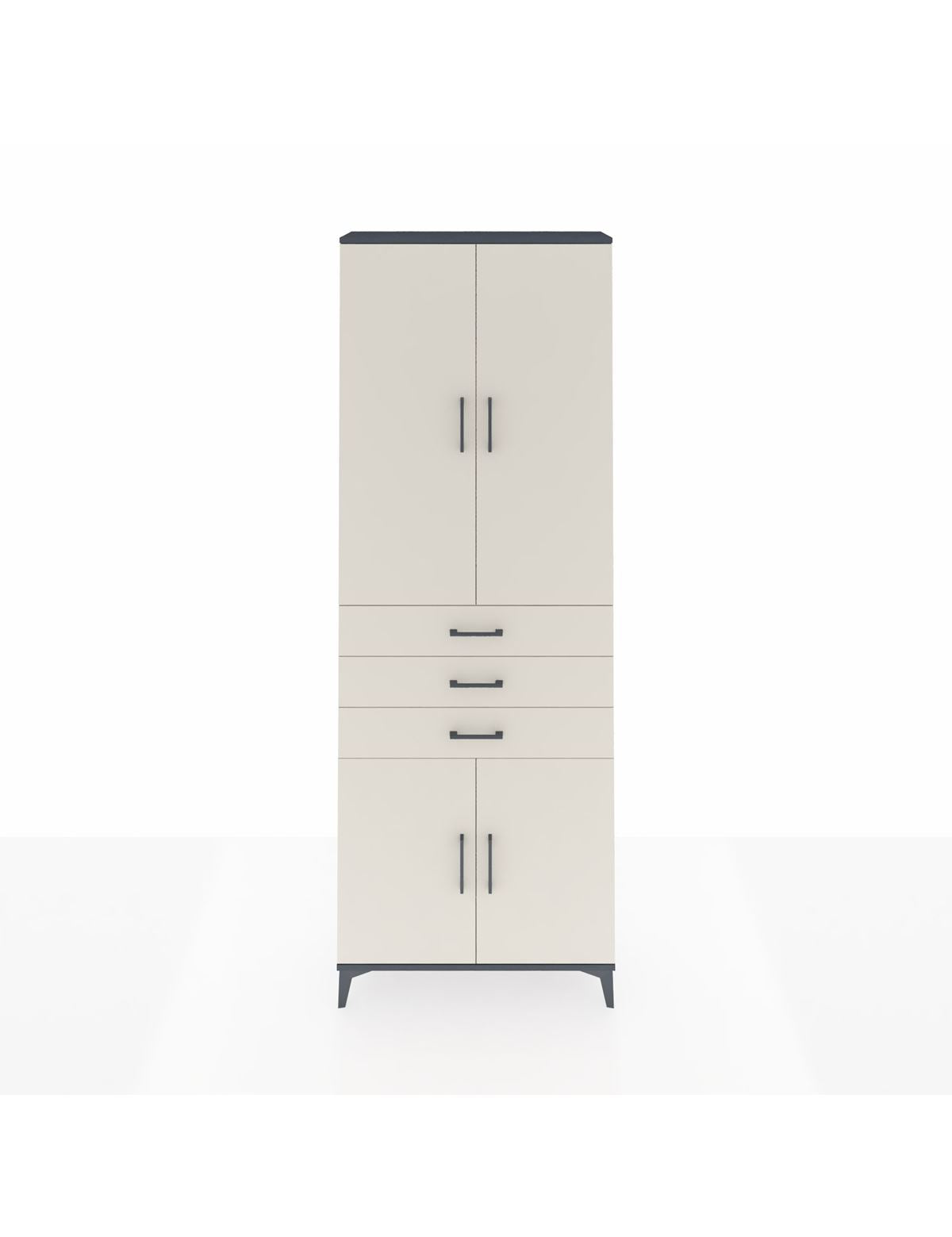 Arges Dolap 4 Raflı 3 Çekmeceli 4 Kapaklı 88x30x243 Antrasit-Aytaşı