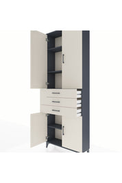 Arges Dolap 4 Raflı 3 Çekmeceli 4 Kapaklı 88x30x243 Antrasit-Aytaşı